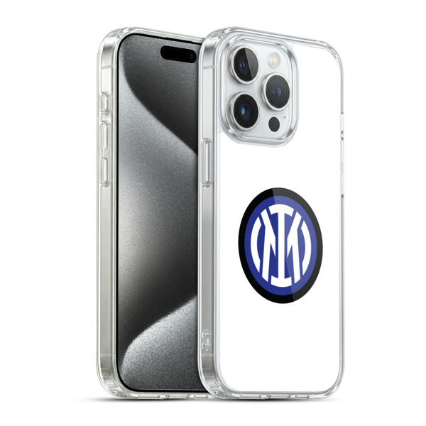 Fc Internazionale Milano Badge Logo On White Soft Gel Case for Apple iPhone 15 Pro & MagSafe