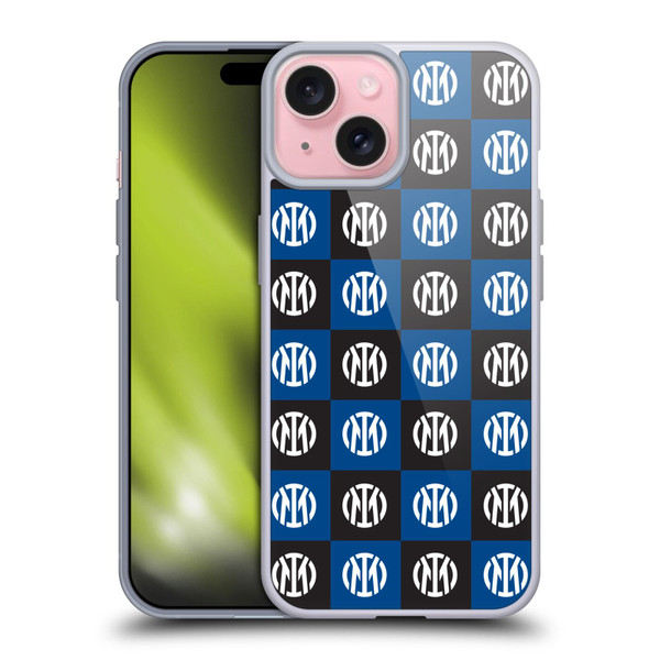 Fc Internazionale Milano Patterns Crest Soft Gel Case for Apple iPhone 15 & MagSafe