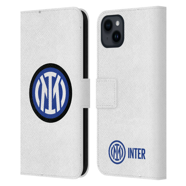 Fc Internazionale Milano Badge Logo On White Leather Book Wallet Case Cover For Apple iPhone 15 Plus