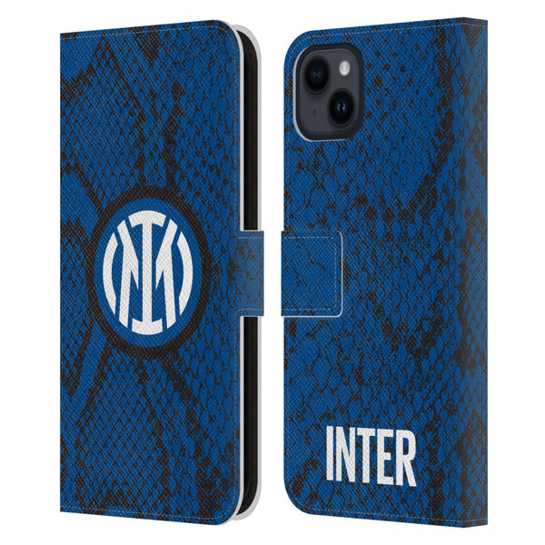 Fc Internazionale Milano Patterns Snake Leather Book Wallet Case Cover For Apple iPhone 15 Plus