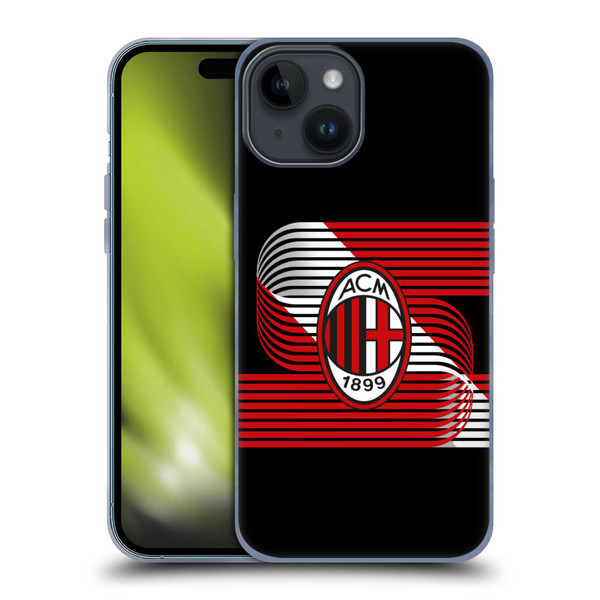 AC Milan Crest Patterns Diagonal Soft Gel Case for Apple iPhone 15