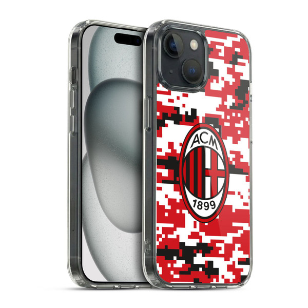AC Milan Crest Patterns Digital Camouflage Soft Gel Case for Apple iPhone 15 & MagSafe