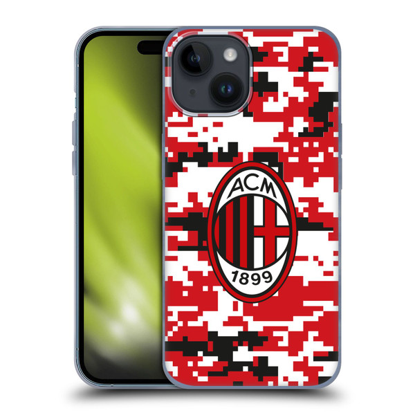 AC Milan Crest Patterns Digital Camouflage Soft Gel Case for Apple iPhone 15