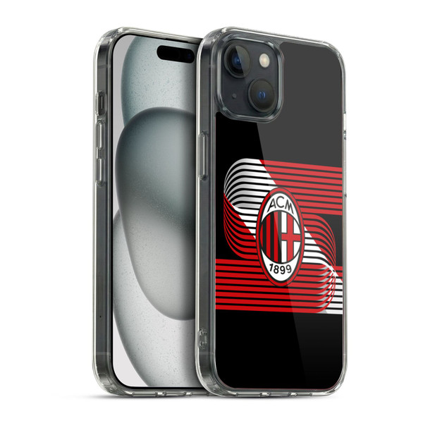 AC Milan Crest Patterns Diagonal Soft Gel Case for Apple iPhone 15 Plus & MagSafe