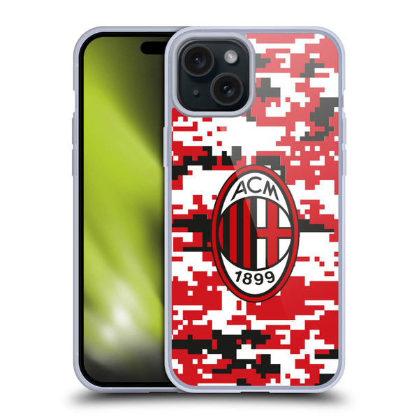 AC Milan Crest Patterns Digital Camouflage Soft Gel Case for Apple iPhone 15 Plus & MagSafe