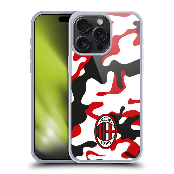 AC Milan Crest Patterns Camouflage Soft Gel Case for Apple iPhone 15 Pro Max & MagSafe