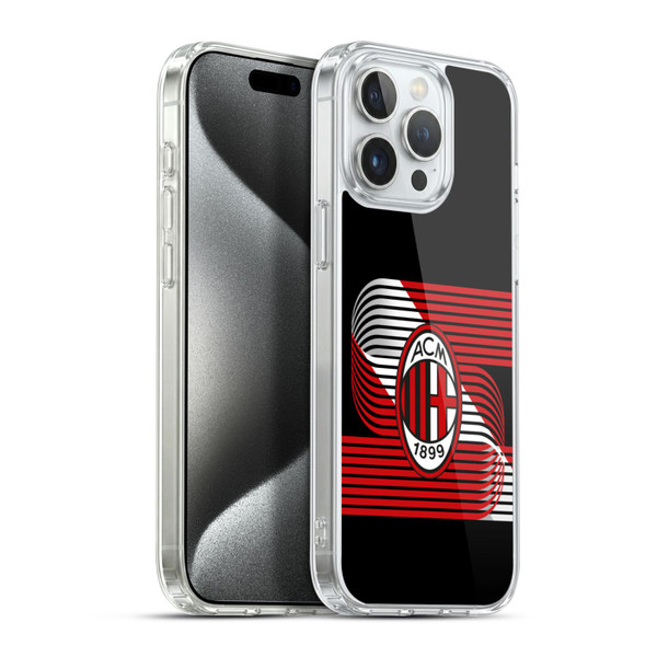 AC Milan Crest Patterns Diagonal Soft Gel Case for Apple iPhone 15 Pro Max & MagSafe
