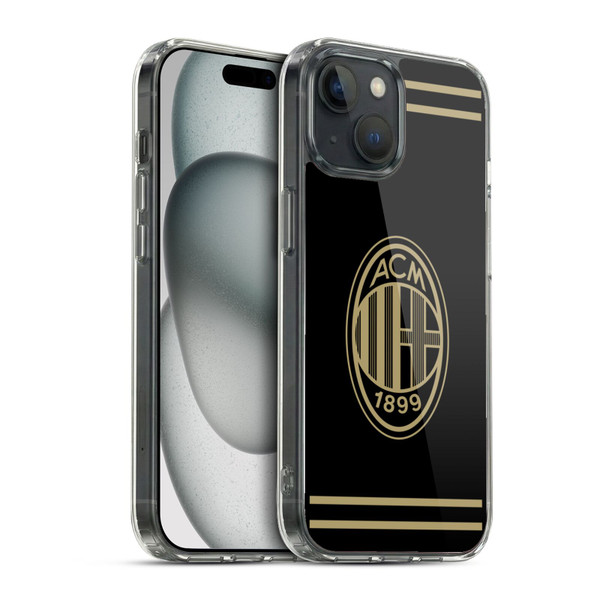 AC Milan Crest Black And Gold Soft Gel Case for Apple iPhone 15 & MagSafe