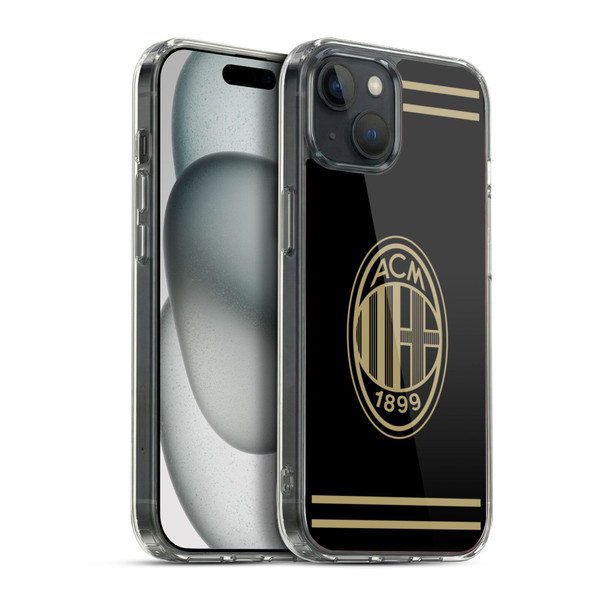 AC Milan Crest Black And Gold Soft Gel Case for Apple iPhone 15 Plus & MagSafe