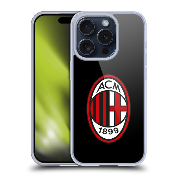 AC Milan Crest Full Colour Black Soft Gel Case for Apple iPhone 15 Pro