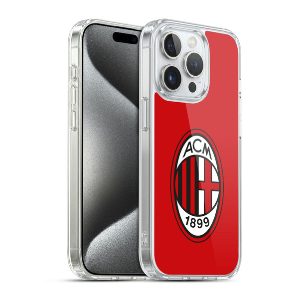 AC Milan Crest Full Colour Red Soft Gel Case for Apple iPhone 15 Pro & MagSafe