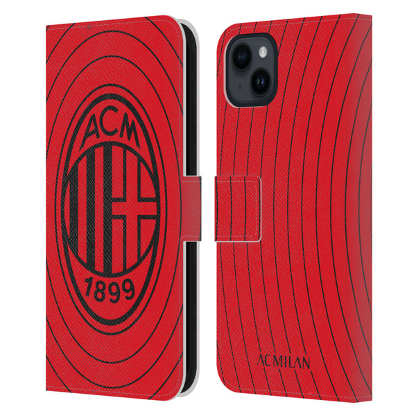 AC Milan Art Red And Black Leather Book Wallet Case Cover For Apple iPhone 15 Plus