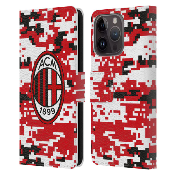 AC Milan Crest Patterns Digital Camouflage Leather Book Wallet Case Cover For Apple iPhone 15 Pro