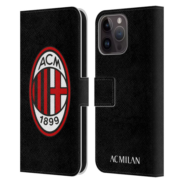 AC Milan Crest Full Colour Black Leather Book Wallet Case Cover For Apple iPhone 15 Pro Max