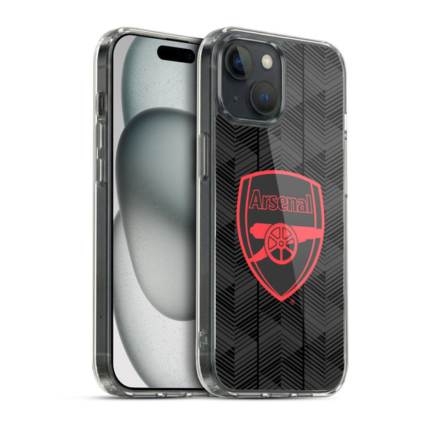 Arsenal FC Crest and Gunners Logo Black Soft Gel Case for Apple iPhone 15 & MagSafe