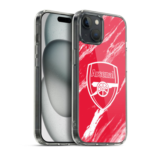 Arsenal FC Crest Patterns Red Marble Soft Gel Case for Apple iPhone 15 Plus & MagSafe