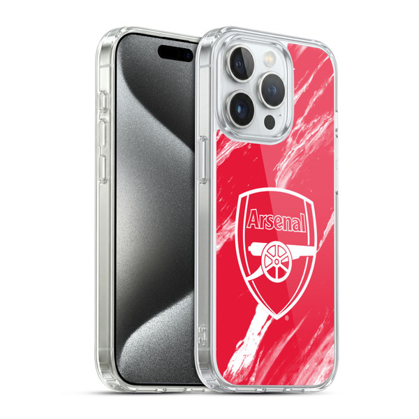 Arsenal FC Crest Patterns Red Marble Soft Gel Case for Apple iPhone 15 Pro & MagSafe
