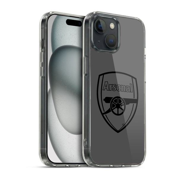 Arsenal FC Crest 2 Black Logo Soft Gel Case for Apple iPhone 15 & MagSafe