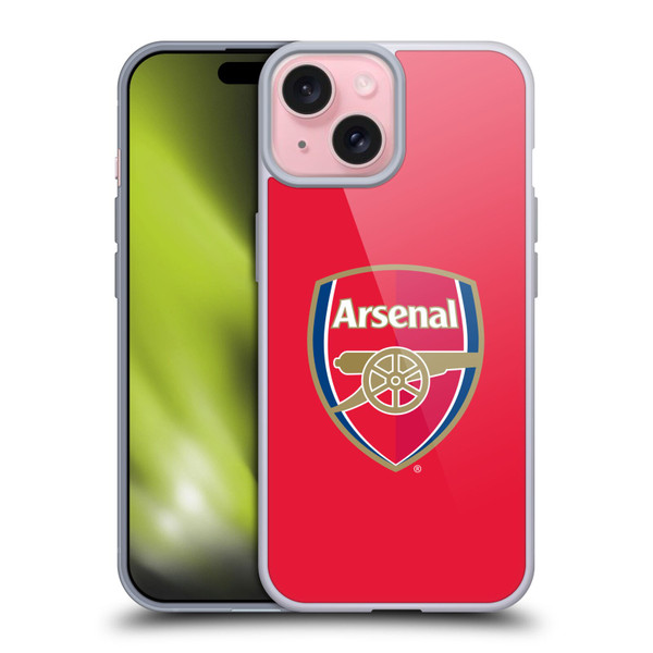 Arsenal FC Crest 2 Full Colour Red Soft Gel Case for Apple iPhone 15