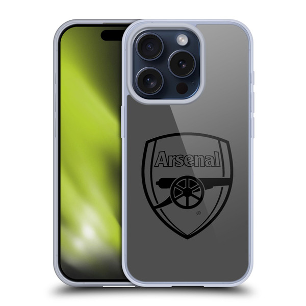 Arsenal FC Crest 2 Black Logo Soft Gel Case for Apple iPhone 15 Pro