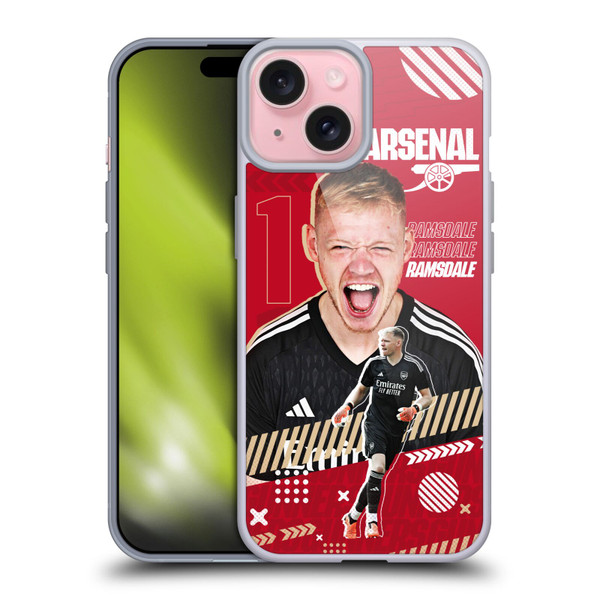 Arsenal FC 2023/24 First Team Aaron Ramsdale Soft Gel Case for Apple iPhone 15