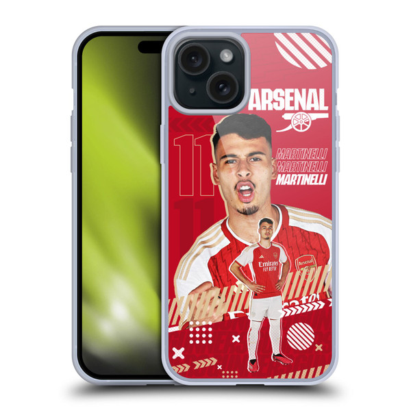 Arsenal FC 2023/24 First Team Gabriel Soft Gel Case for Apple iPhone 15 Plus