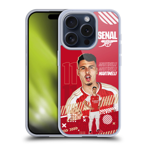 Arsenal FC 2023/24 First Team Gabriel Soft Gel Case for Apple iPhone 15 Pro