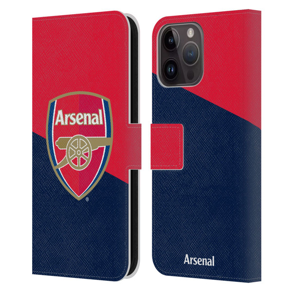 Arsenal FC Crest 2 Red & Blue Logo Leather Book Wallet Case Cover For Apple iPhone 15 Pro Max