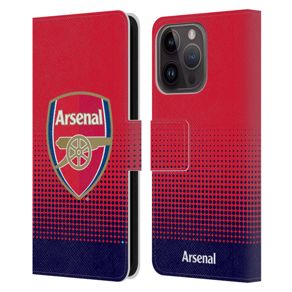Arsenal FC Crest 2 Fade Leather Book Wallet Case Cover For Apple iPhone 15 Pro
