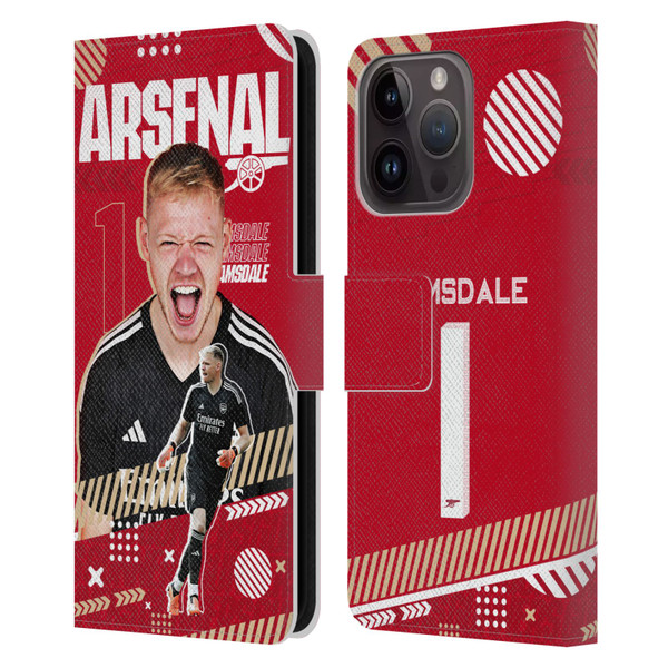 Arsenal FC 2023/24 First Team Aaron Ramsdale Leather Book Wallet Case Cover For Apple iPhone 15 Pro