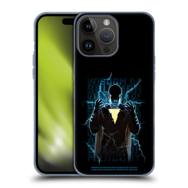 Shazam! 2019 Movie Character Art Lightning Typography Soft Gel Case for Apple iPhone 15 Pro Max