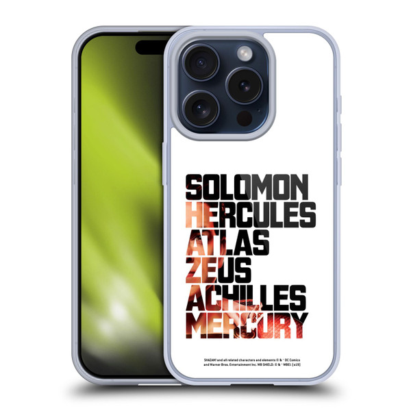 Shazam! 2019 Movie Character Art Typography 2 Soft Gel Case for Apple iPhone 15 Pro