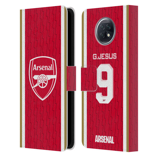 Arsenal FC 2023/24 Players Home Kit Gabriel Jesus Leather Book Wallet Case Cover For Xiaomi Redmi Note 9T 5G