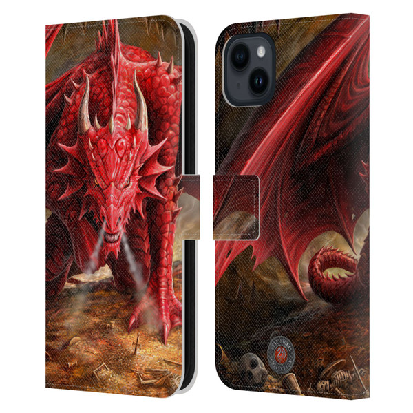Anne Stokes Dragons Lair Leather Book Wallet Case Cover For Apple iPhone 15 Plus