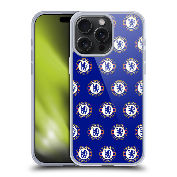 Chelsea Football Club Crest Pattern Soft Gel Case for Apple iPhone 15 Pro Max