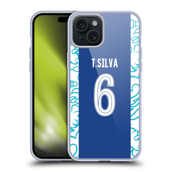 Chelsea Football Club 2022/23 Players Home Kit Thiago Silva Soft Gel Case for Apple iPhone 15 Plus