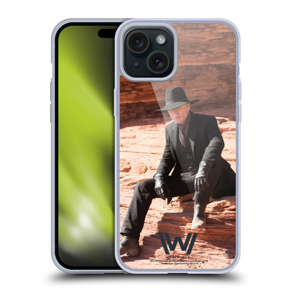 Westworld Characters Man In Black Soft Gel Case for Apple iPhone 15 Plus
