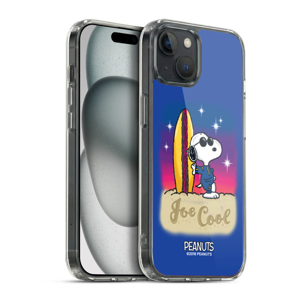 Peanuts Snoopy Boardwalk Airbrush Joe Cool Surf Soft Gel Case for Apple iPhone 15 Plus & MagSafe