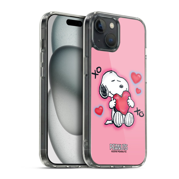 Peanuts Snoopy Boardwalk Airbrush XOXO Soft Gel Case for Apple iPhone 15 Plus & MagSafe