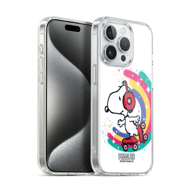 Peanuts Snoopy Boardwalk Airbrush Colourful Skating Soft Gel Case for Apple iPhone 15 Pro & MagSafe