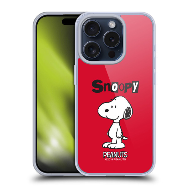 Peanuts Characters Snoopy Soft Gel Case for Apple iPhone 15 Pro