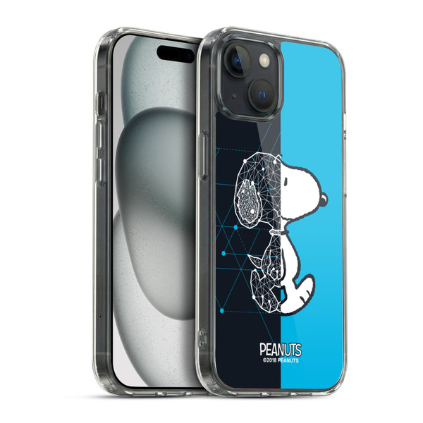 Peanuts Halfs And Laughs Snoopy Geometric Soft Gel Case for Apple iPhone 15 Plus & MagSafe