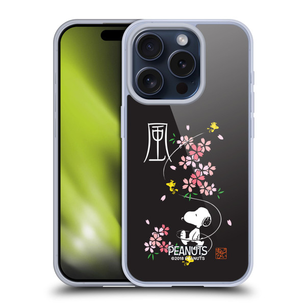 Peanuts Oriental Snoopy Cherry Blossoms Soft Gel Case for Apple iPhone 15 Pro