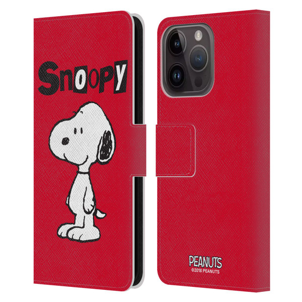Peanuts Characters Snoopy Leather Book Wallet Case Cover For Apple iPhone 15 Pro