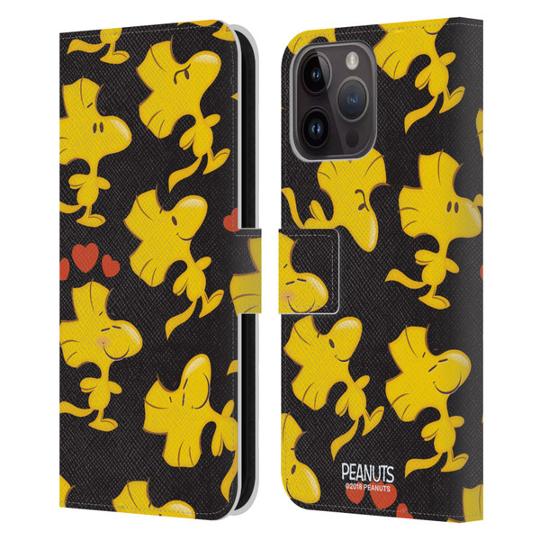 Peanuts Character Patterns Woodstock Leather Book Wallet Case Cover For Apple iPhone 15 Pro Max