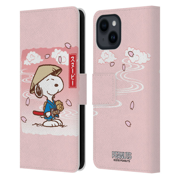 Peanuts Oriental Snoopy Samurai Leather Book Wallet Case Cover For Apple iPhone 15