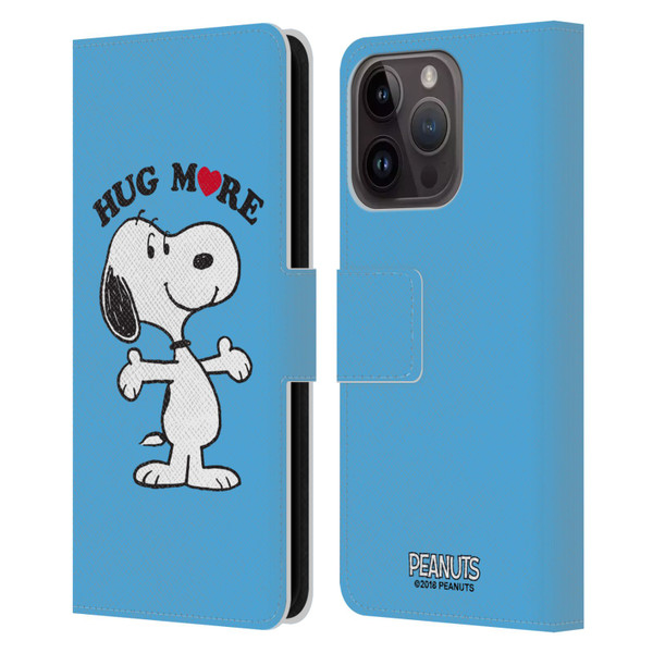 Peanuts Snoopy Hug More Leather Book Wallet Case Cover For Apple iPhone 15 Pro