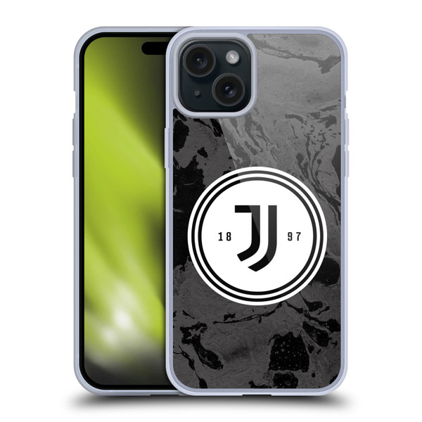 Juventus Football Club Art Monochrome Marble Logo Soft Gel Case for Apple iPhone 15 Plus