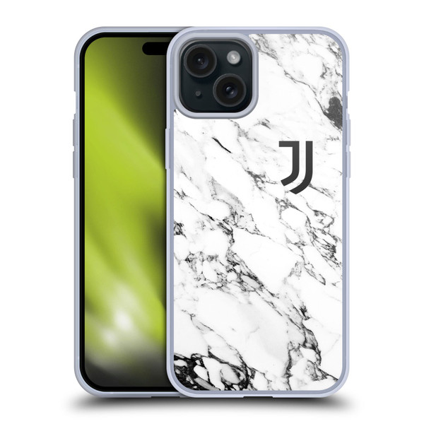 Juventus Football Club Marble White Soft Gel Case for Apple iPhone 15 Plus