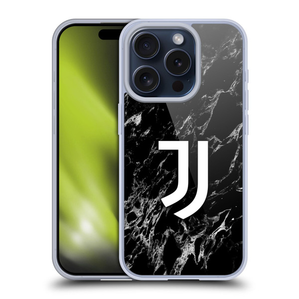 Juventus Football Club Marble Black Soft Gel Case for Apple iPhone 15 Pro